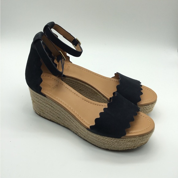 J. Crew Shoes - J. Crew‎ Navy Suede Scalloped Platform Sandals